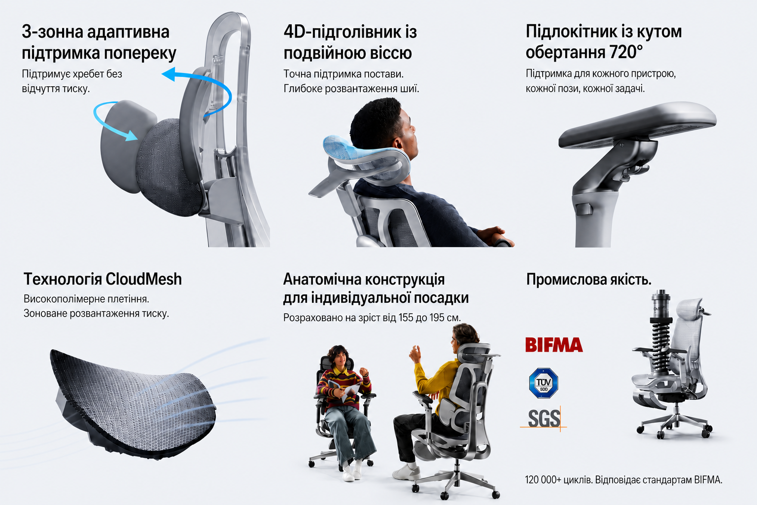 Ергономічне офісне крісло Hbada E3 Pro 2026 Edition з підставкою для ніг, чорне