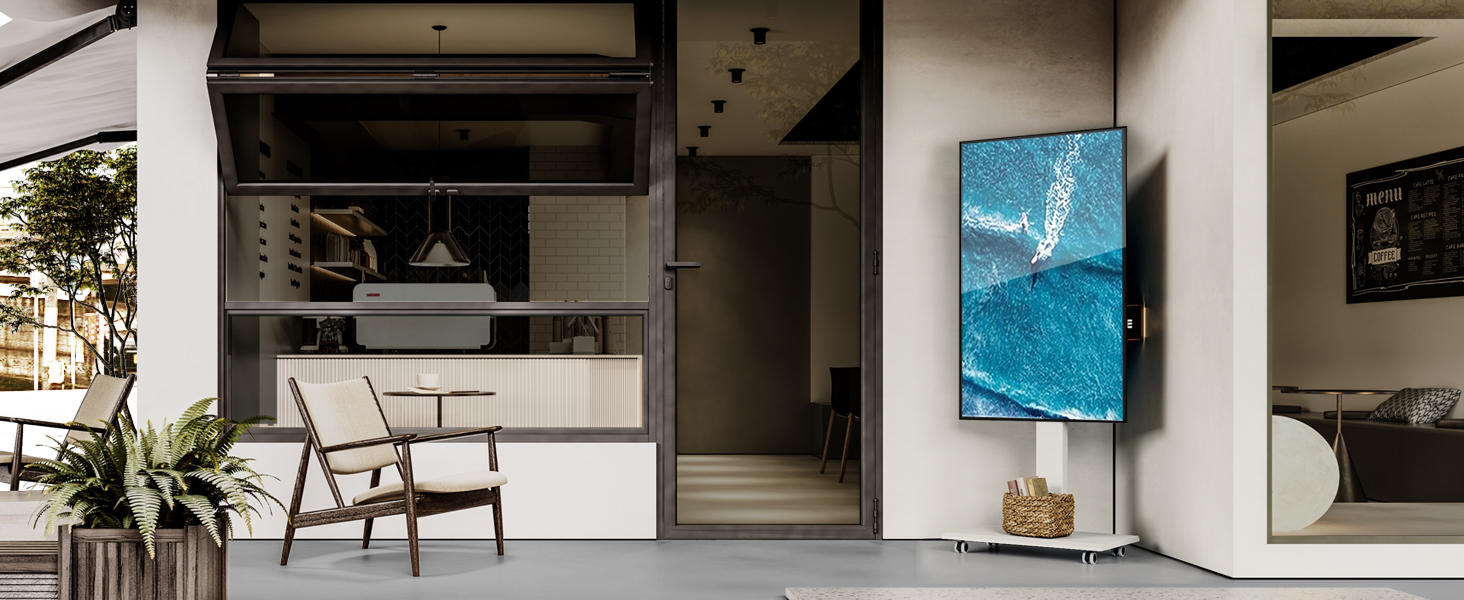 Підставка для телевізора FITUEYES на колесах, 32-75 дюймів, плазма/LCD/LED, білий, VESA 600x400 мм