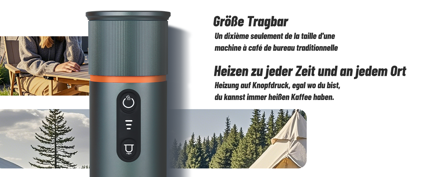 Портативна кавомашина для еспресо COTGCO 20 bar з акумулятором 13500mAh | Сумісна з капсулами Nespresso | Для кемпінгу, авто, офісу - сірий колір