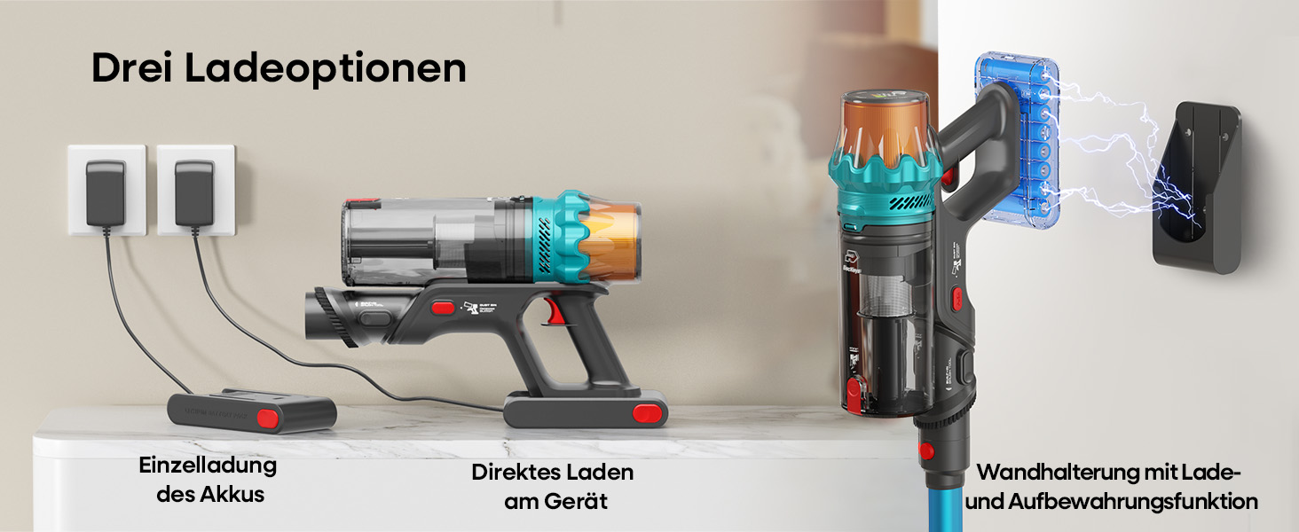 Акумуляторний пилосос ElecKeys K10 50000Pa/580W 70хв, бездротовий з LED дисплеєм, 1.8л, анти-заплутування, для шерсті тварин, килимів, підлоги, авто, синій