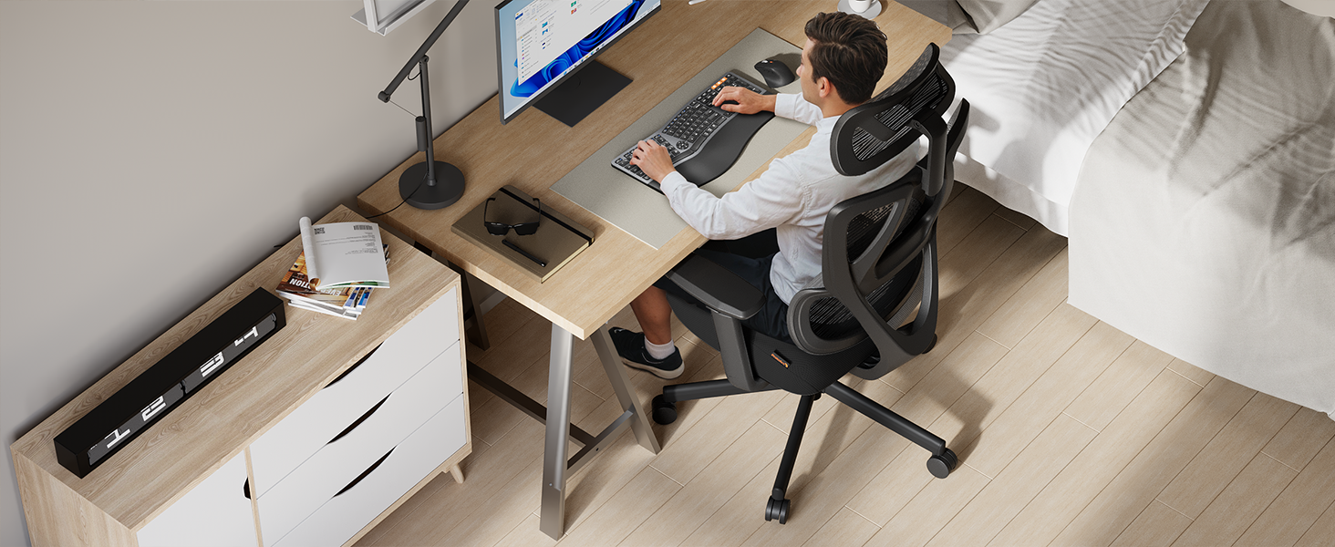 Крісло офісне ProtoArc EC100 чорне з підлокітниками та регульованою спинкою, Mesh, для дому та офісу