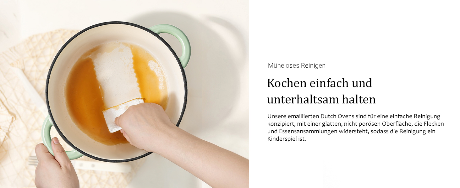 Чавунна казан-каструля Overmont з емалевим покриттям 26см, 5.2л, Bean Green — універсальний горщик для тушкування та запікання з кришкою та кулінарною книгою