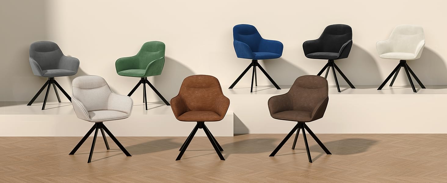 Обідній крісло для кухні/офісу, бежевий, з підлокітниками, 6 шт. в наборі, з металевим каркасом та м'яким сидінням з поліестеру