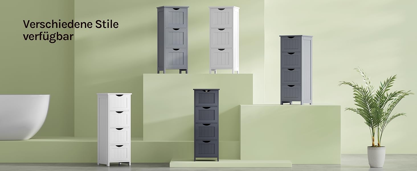 Шафка для ванної кімнати WOLTU, вузька, з 3 висувними ящиками, 32 x 30 x 81 см, для ванної, вітальні, спальні, їдальні, кухні, сучасний дизайн, білий колір, BZS123ws