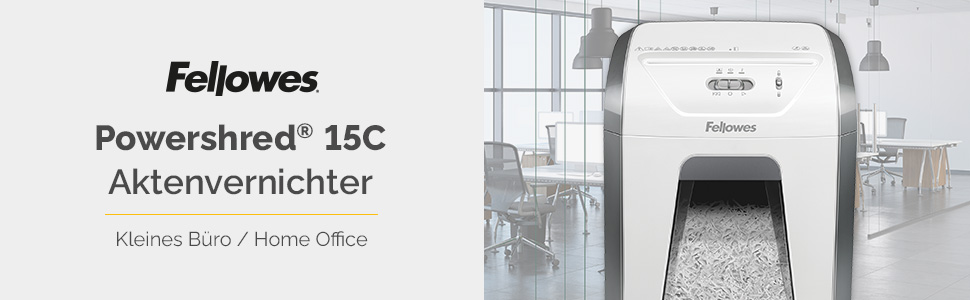 Fellowes Powershred 15C: Офісний шредер для дому, 15 аркушів, 19л контейнер, P4, білий
