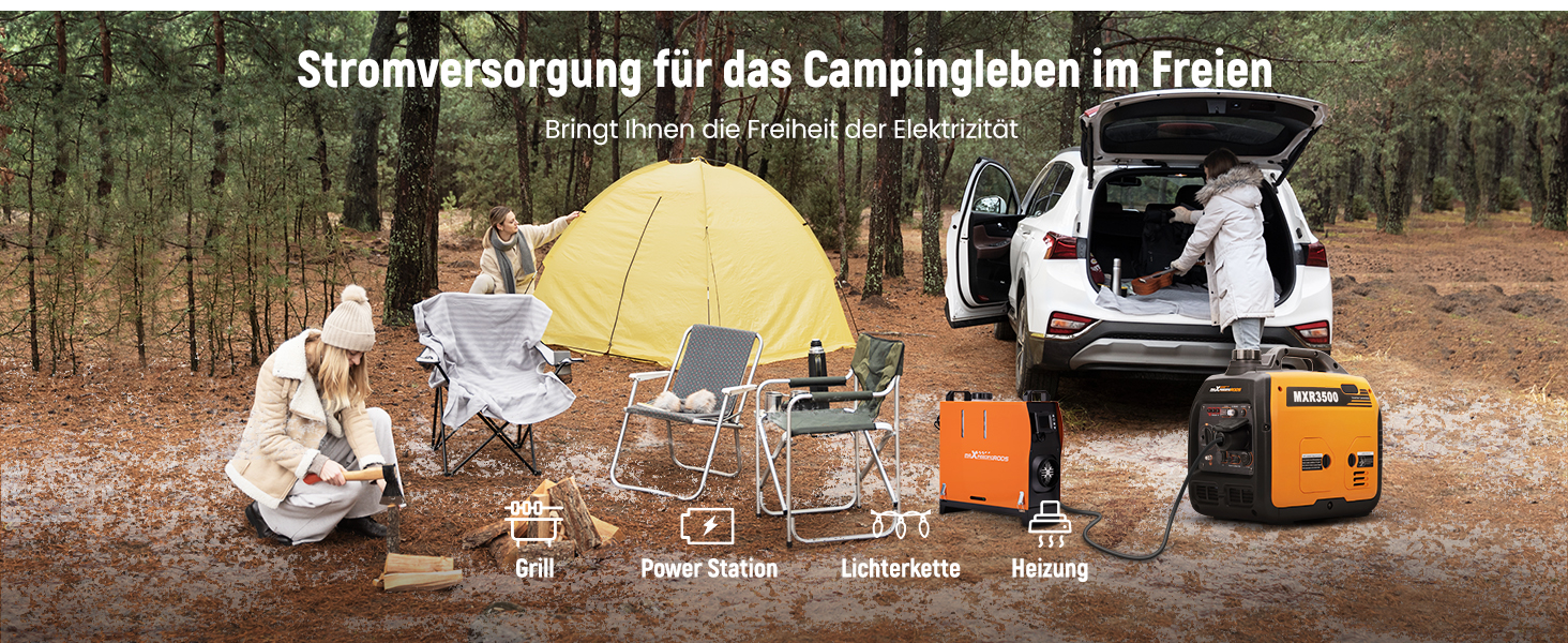 Інверторний генератор maXpeedingrods 3300W: тихий, портативний, для кемпінгу та подорожей, з USB та 230V, 4-тактний, бензиновий