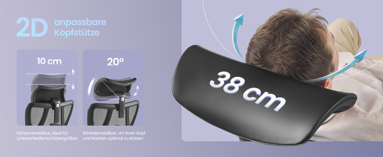 Офісний стіл SONGMICS: ергономічне крісло з регульованою поперековою підтримкою, підголівником та підлокітниками, до 150 кг, чорний OBN067BH01