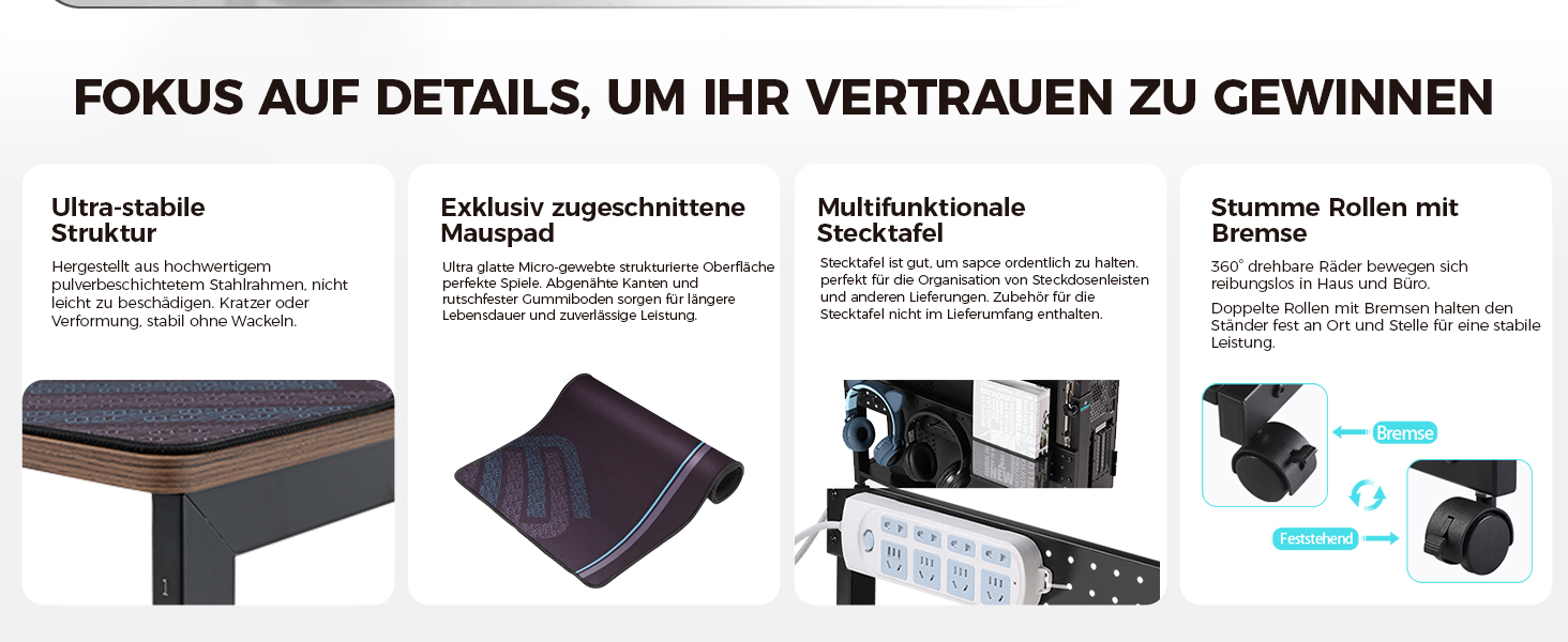 Підставка для комп'ютера EUREKA ERGONOMIC, регульована по висоті, ATX, для CPU, під стіл, з роликами та підкладкою під мишу (волоський горіх)
