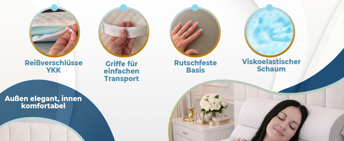 Ортопедична подушка для ніг Ritalia Venenkissen: підтримка ніг, лікування варикозу, 3 рівні висоти, 60x60x30 см, сірий колір