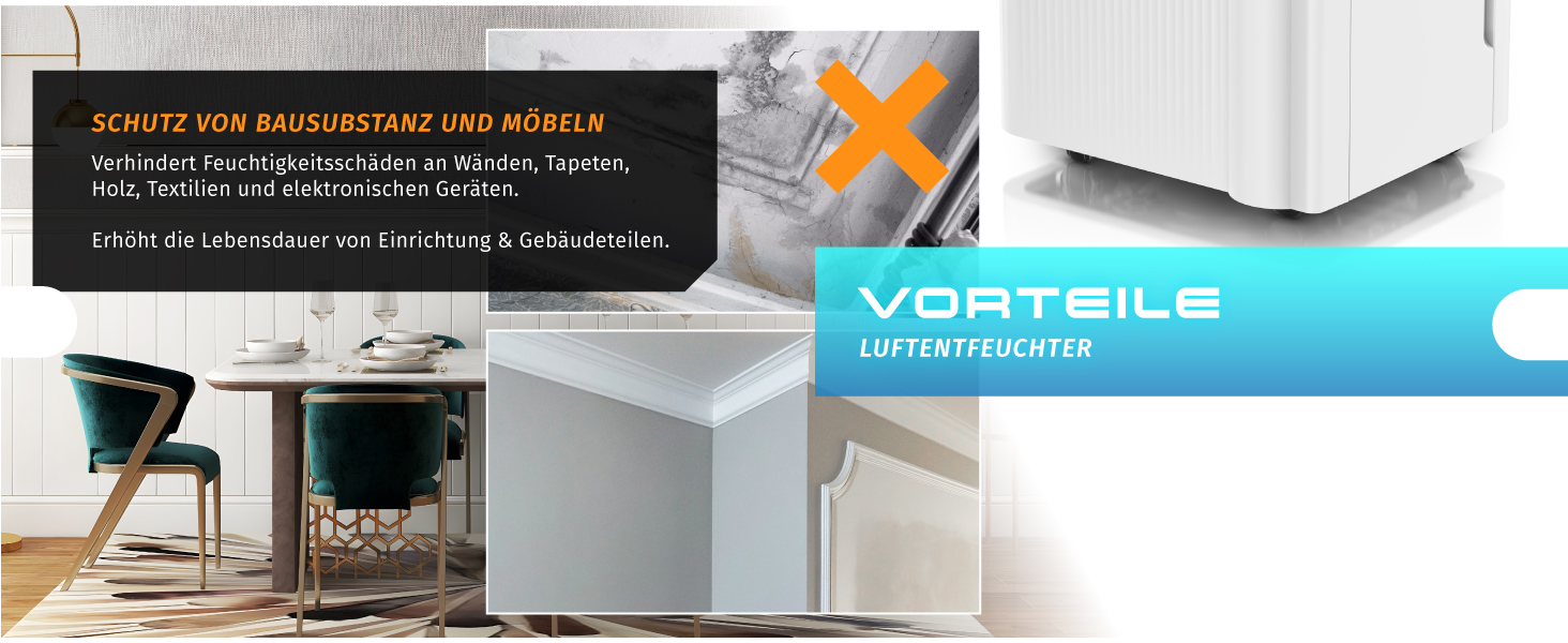 Електричний осушувач повітря Brandson з компресором, 12 літрів, Wi-Fi, з таймером, функцією відтавання, білий