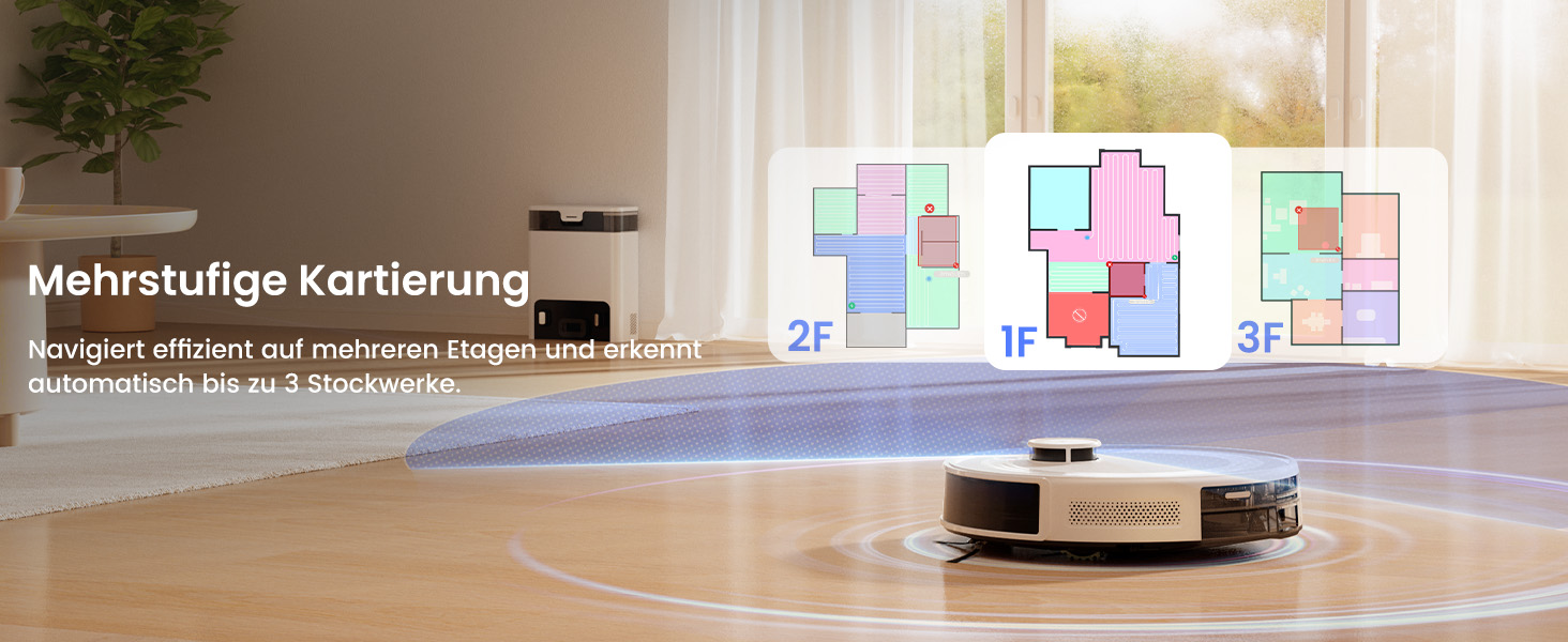 Робот-пилосос LEFANT M2 Plus з картографією, лазерною навігацією, 6000Pa, персоналізованим прибиранням, WiFi/App/Alexa, чорний