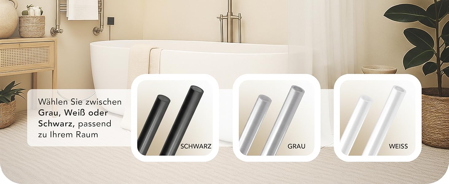 Штанга для душу Еріка L-подібної та U-подібної форми - 4-в-1 для ванни та душу - кутова штанга для душу - сталь з порошковим покриттям - без кріплень до стелі - білий колір