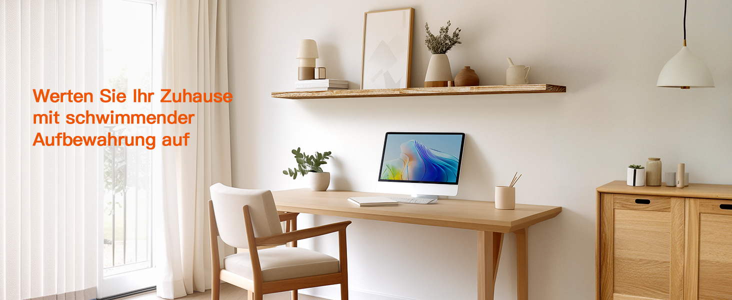 Полиця настінна Pipishell Wandregal Holz 40 см, набір 4 шт., дерево Paulownia, плаваюча полиця для кухні, ванної, спальні, офісу (світло-коричнева)