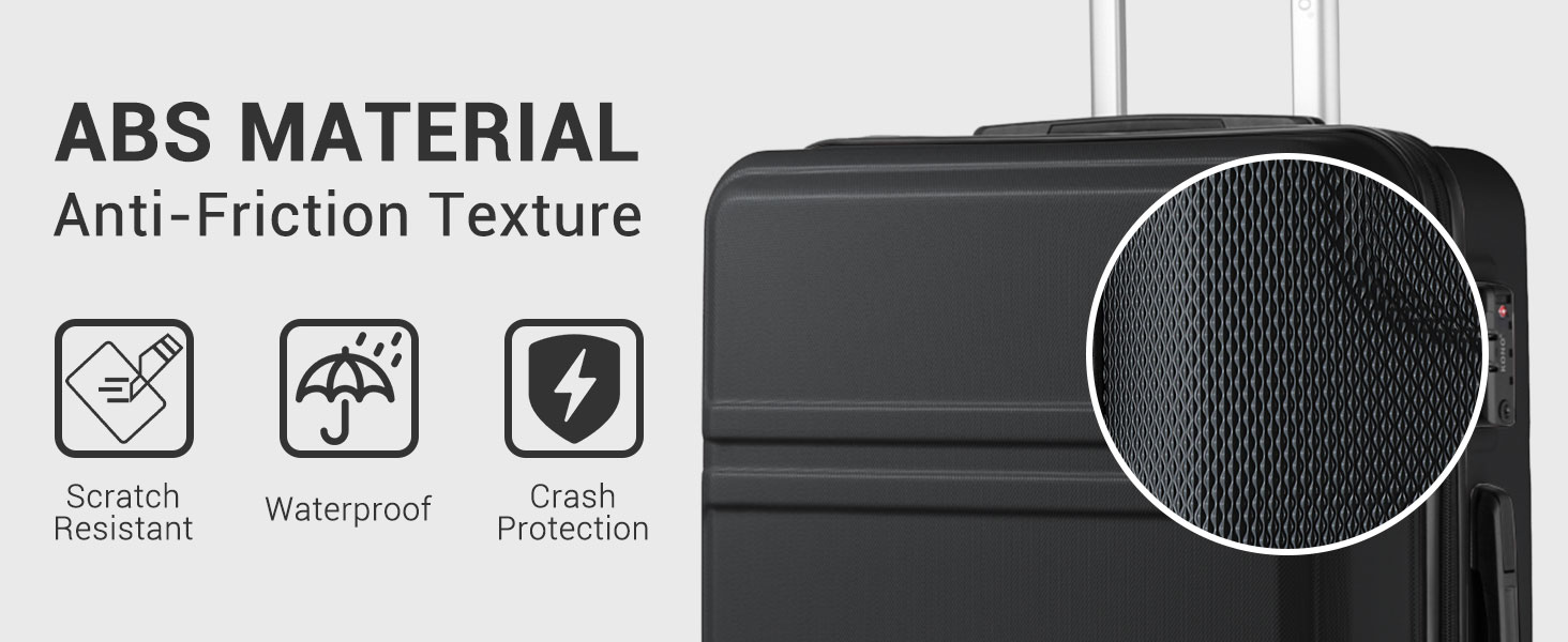 KONO Валіза середнього розміру 24 дюйми, ABS, з TSA-замком, 4 колеса, 65×44×25.5 см, темно-синій