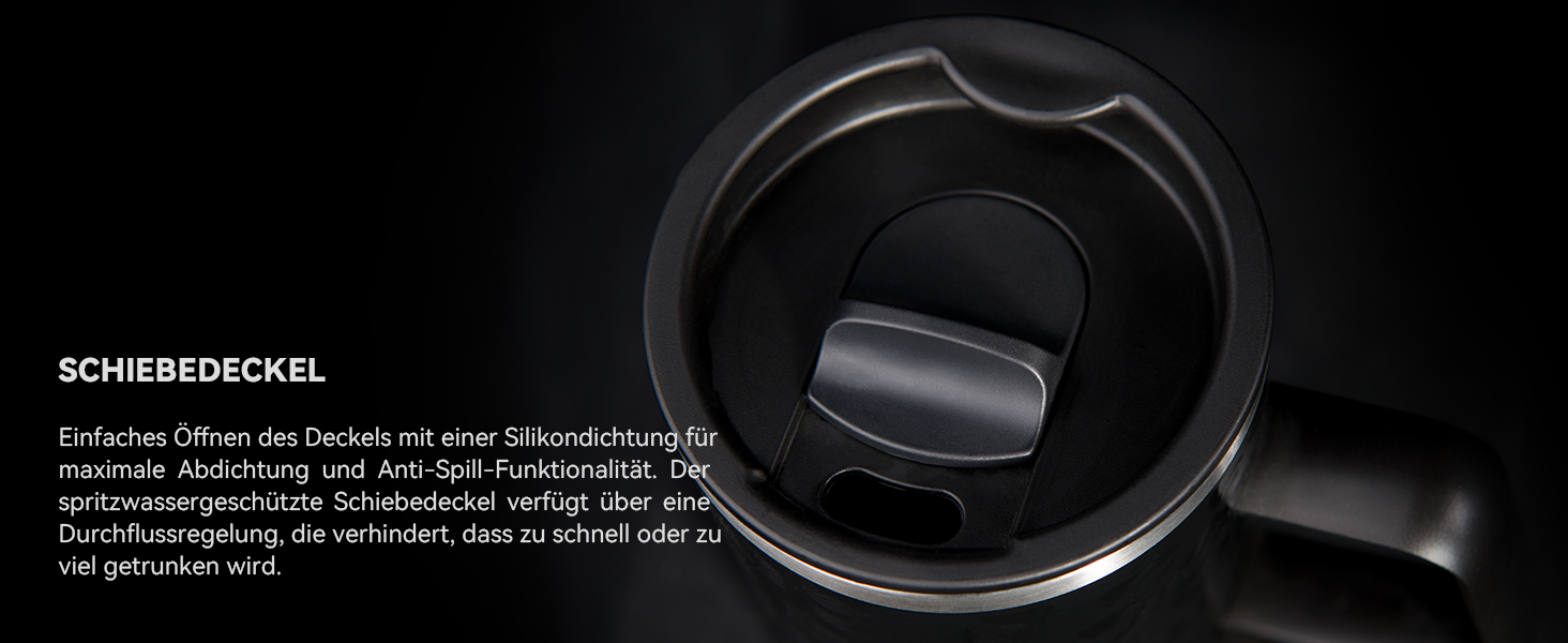 Кружка для кави та чаю Ideus® 470 мл з подвійними стінками, з нержавіючої сталі, з антиковзним руків'ям та кришкою-модулем, великий об'єм (Червоно-зебра)