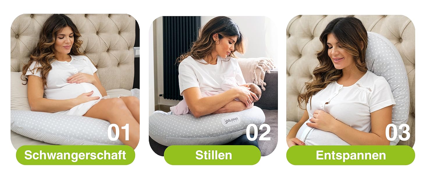 Подушка для вагітних Dilamababy з Memory Foam, бавовняний чохол, підтримка для годування груддю, XXL розмір
