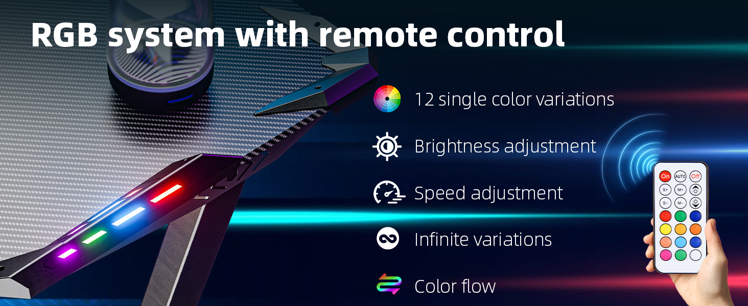 Ігровий стіл Himimi 160x70 см з LED-підсвічуванням, чорний, з коробкою для кабелів, тримачем для напоїв та гачком для навушників