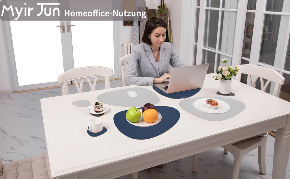 Набір серветок Myir JUN з екошкіри (6 шт., сіро-блакитний)