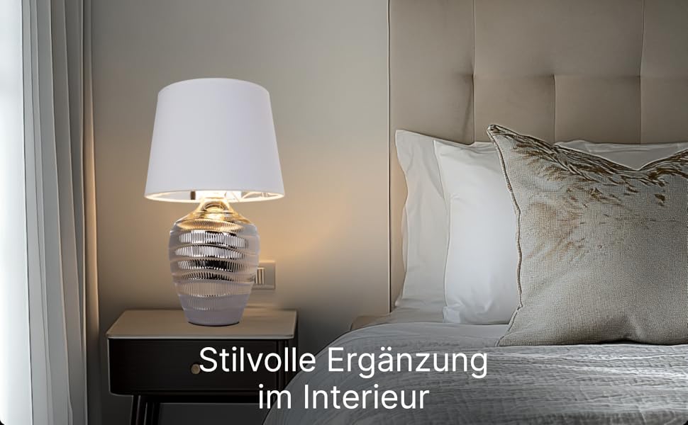 ARTE LAMP LED настільна лампа – класична декоративна лампа для робочого столу з хромованим корпусом та білим тканинним абажуром для вітальні та спальні – з кабелем, хром, білий