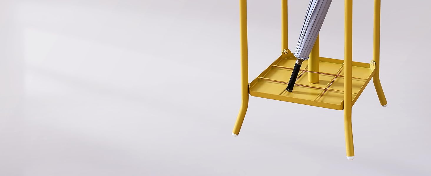 Стійка для одягу FAVOOOSTY з підставкою для парасольки, 12 гачків, для вітальні/спальні, срібло/золото