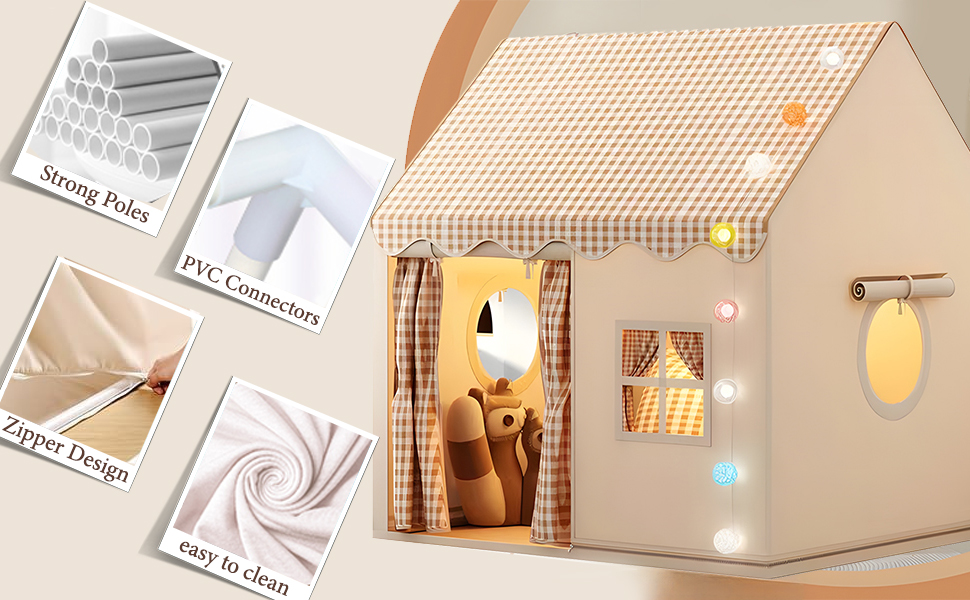 Дитячий намет-будиночок для гри в приміщенні (нейтральні кольори)