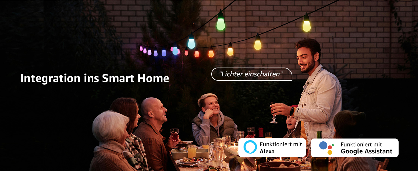 Lepro LED гірлянда для зовнішнього використання 30м, RGB+тепле біле світло, Wi-Fi, керування через додаток, сумісна з Alexa/Google, IP65, AI-дизайнер світла, 30 LED, без пульта