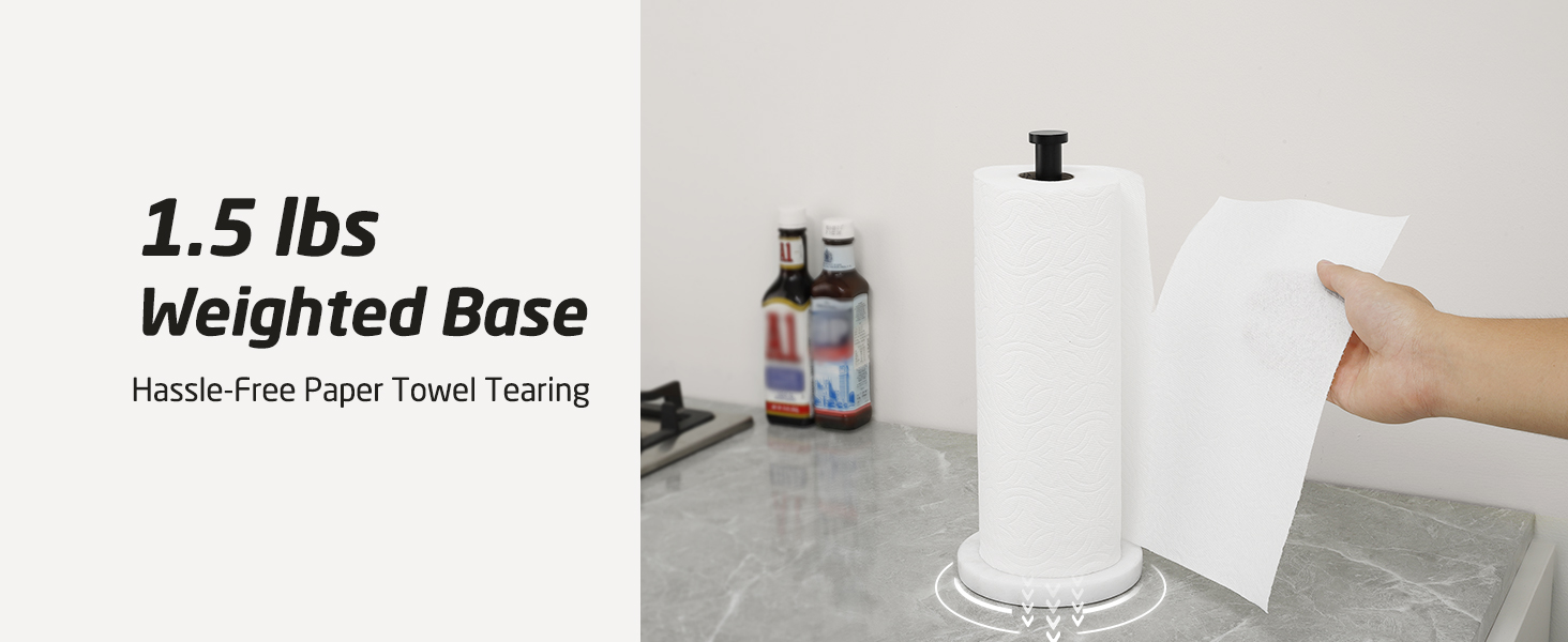 Тримач для паперових рушників KES з мармуру та нержавіючої сталі SUS304, підстільний, чорний, 14 см