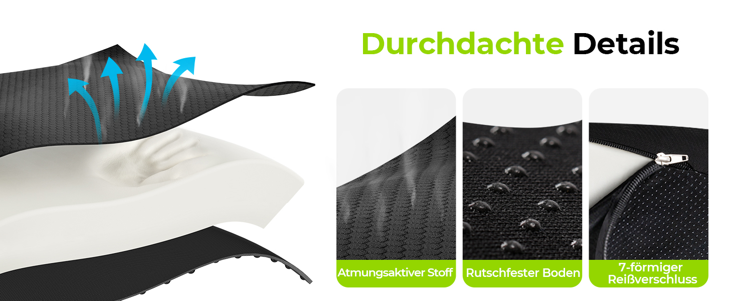 Ортопедична подушка для сидіння AUVON з підтримкою стегон, ергономічна для офісного та автомобільного крісла - підвищує комфорт, покращує кровообіг, знімає навантаження з куприка