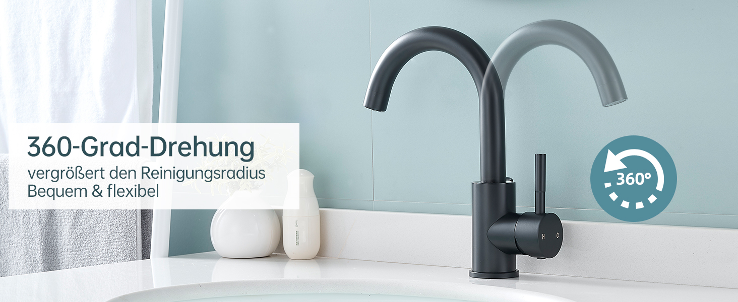 Змішувач для ванної кімнати Fransiton Bad Hoch, водозберігаючий, чорний матовий