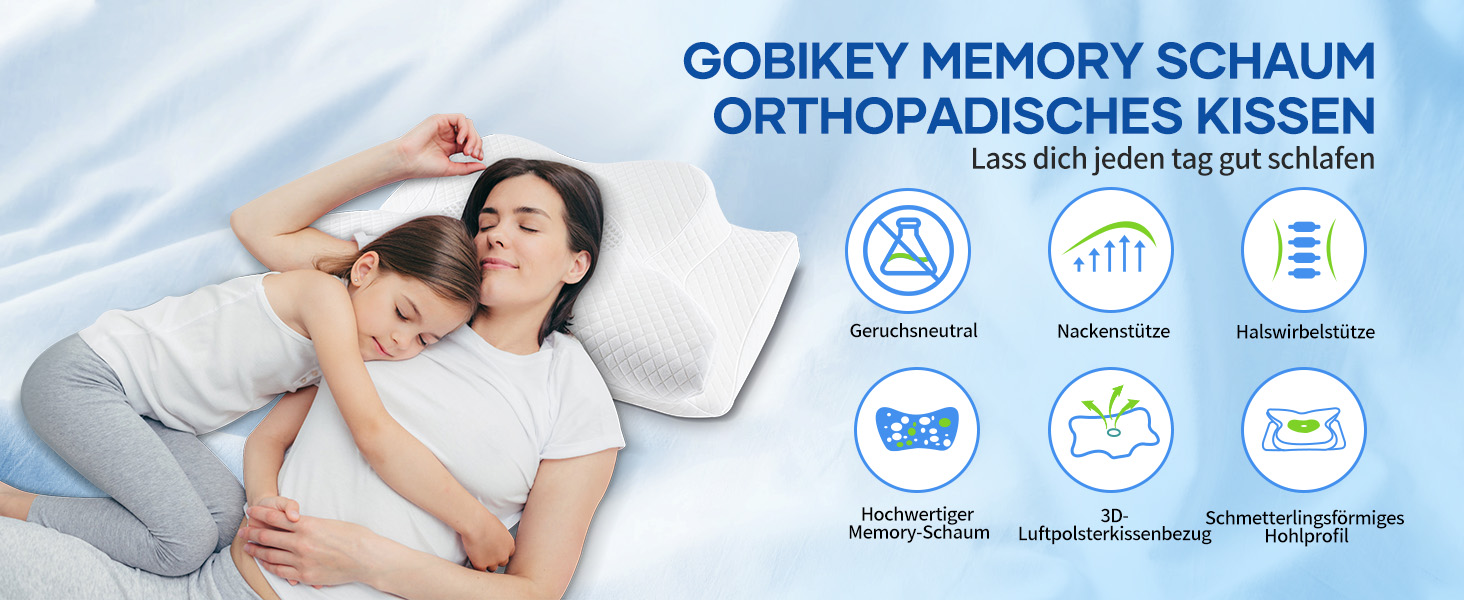Подушка ортопедична для сну з Memory Foam NackenKissen, 62x39x11/13 см, біла. Для бічних положень, знімний чохол.