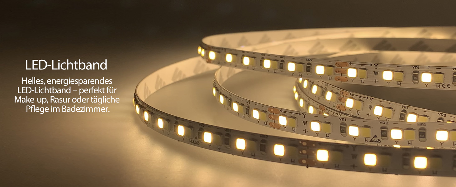 Дзеркало для ванної кімнати YOURLITE з LED-підсвічуванням 100x60 см, сенсорне управління, годинник, антизапотівання, 3 кольори світла, регулювання яскравості, функція пам'яті, білий - 60100