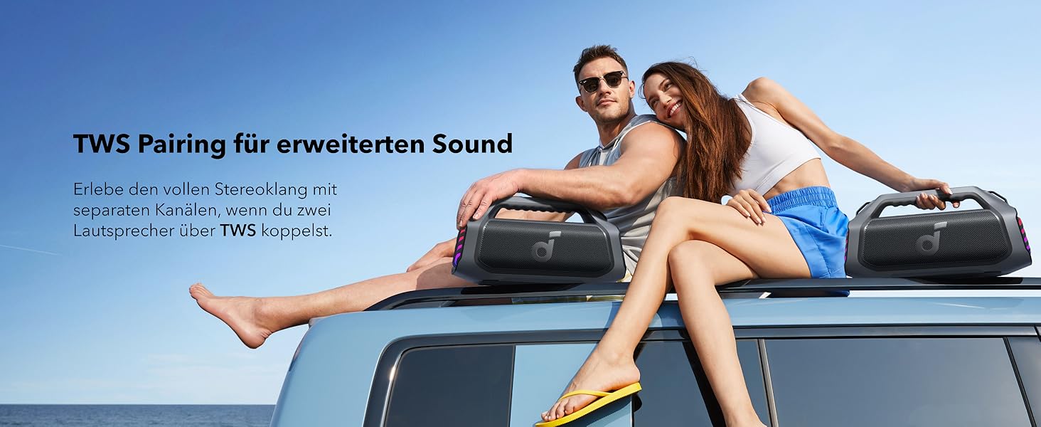 Soundcore Boom 2 Plus: Портативна Bluetooth колонка, 140W, IPX7, RGB, Power Bank, Чорний