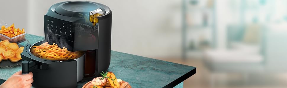 Фритюрниця Cecotec Cecofry Rain 5.5 л без олії з вбудованим спреєм, 7 режимів, 1550 Вт