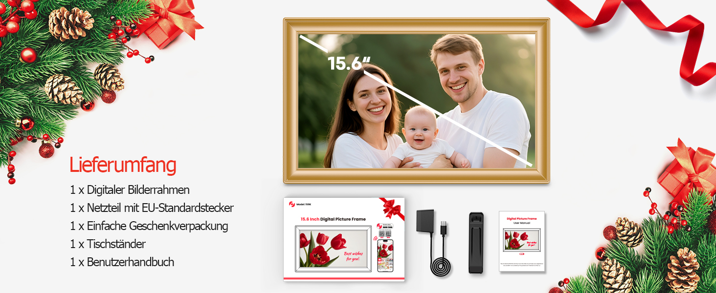 Цифровий фоторамка Frameo 10.1 дюйми, IPS, HD 1280x800, 32GB, Wi-Fi, автоповорот, Frameo App