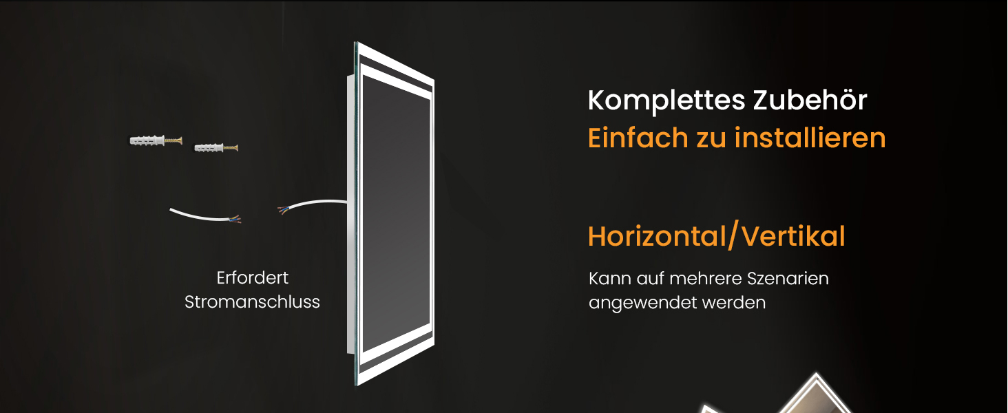Дзеркало для ванної кімнати EMKE з підсвічуванням 50x60 см, антизапар, 2 кольори світла (тепле/холодне), LED, сенсорне керування