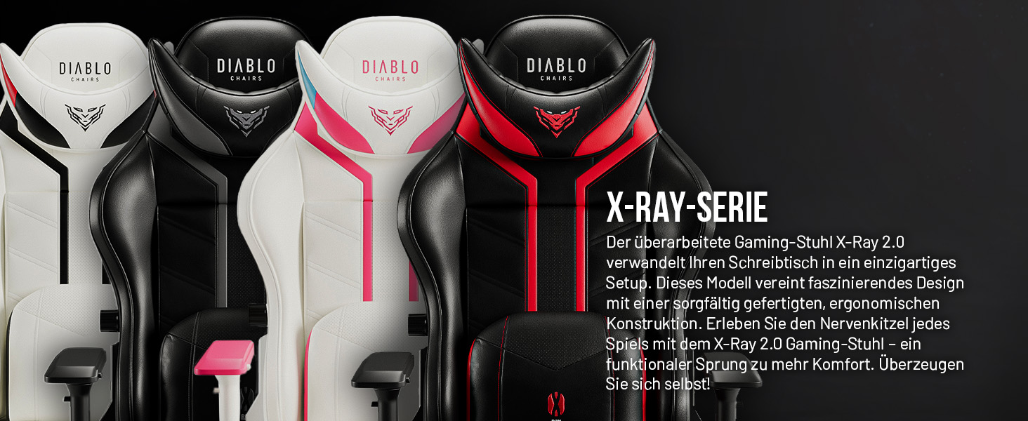 Ігрове крісло Diablo X-Ray King XL з 4D підлокітниками, офісне ергономічне крісло для комп'ютера (біло-чорне, розмір L)