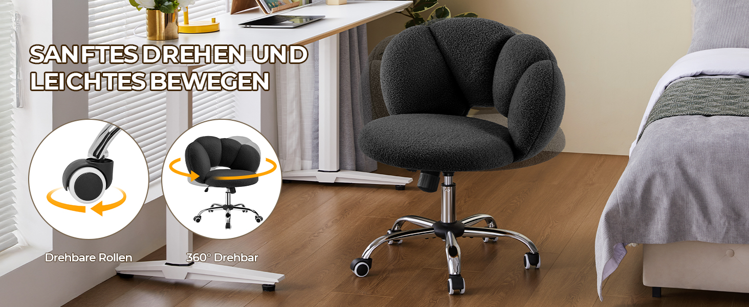 Крісло офісне Yaheetech, ергономічне, чорне, регульоване по висоті, до 136 кг, для дому/офісу