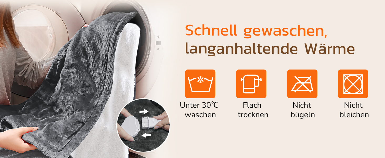 Електрична ковдра PRANITE 180x130 см з Sherpa та Flanell, 6 режимів нагріву, таймер 10 годин, автовимкнення, захист від перегріву, пральна - сіра для ліжка та дивана 130 x 180 см