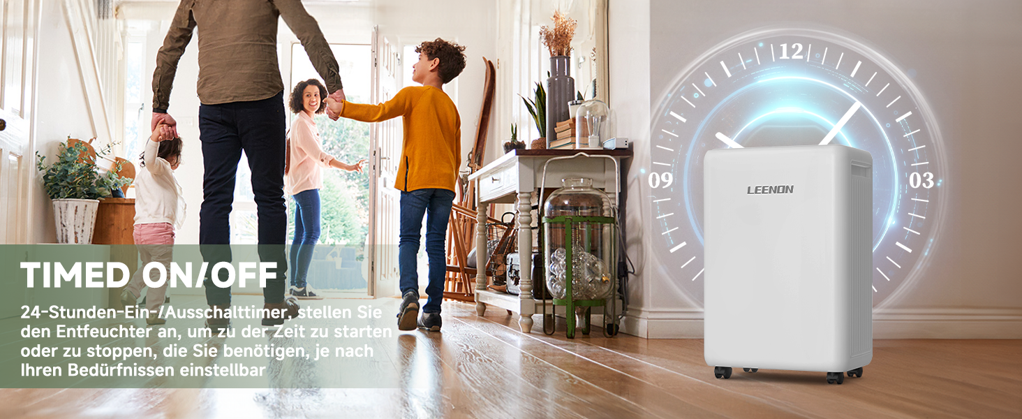 Електричний осушувач повітря 12L/день з таймером, фільтром та захистом від дітей. Тиха робота, смарт-режим, економія енергії, проти цвілі та вологи.