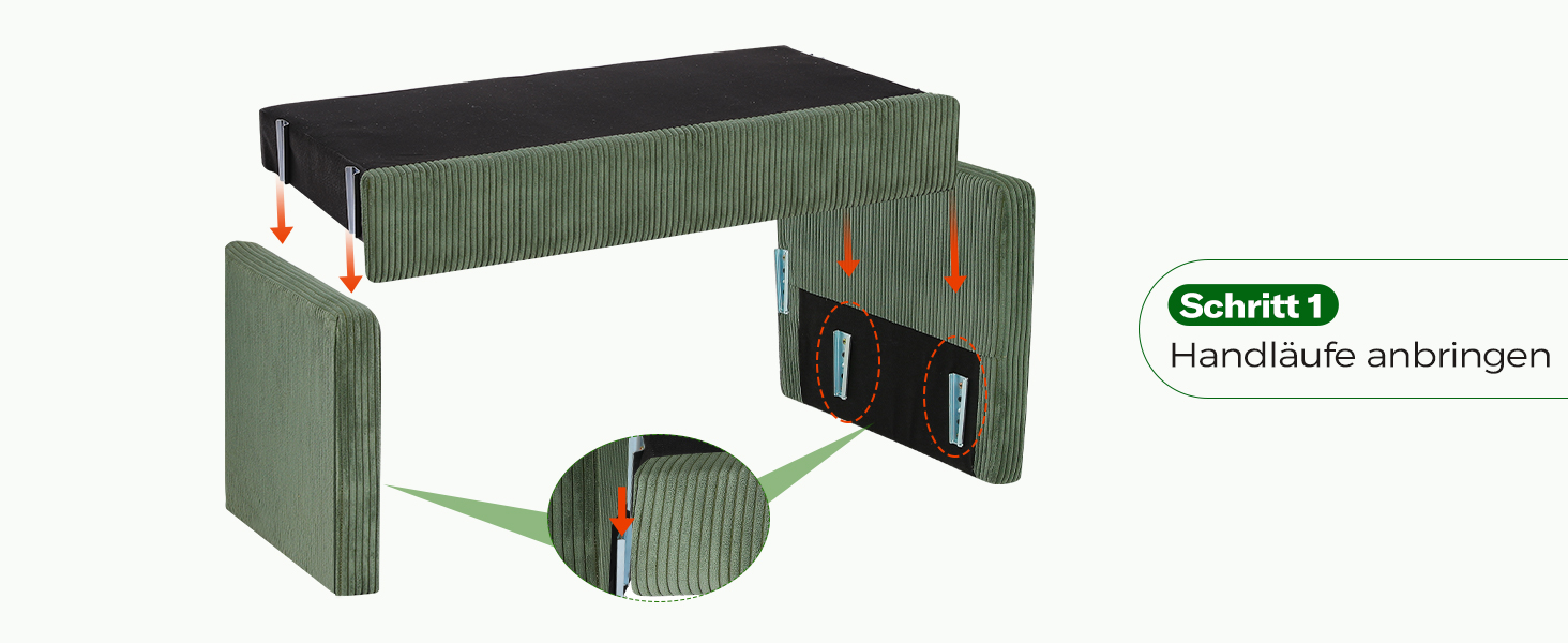 Зручне дитяче ліжко-софа 2 місця з дерева, 130 см, зелений колір