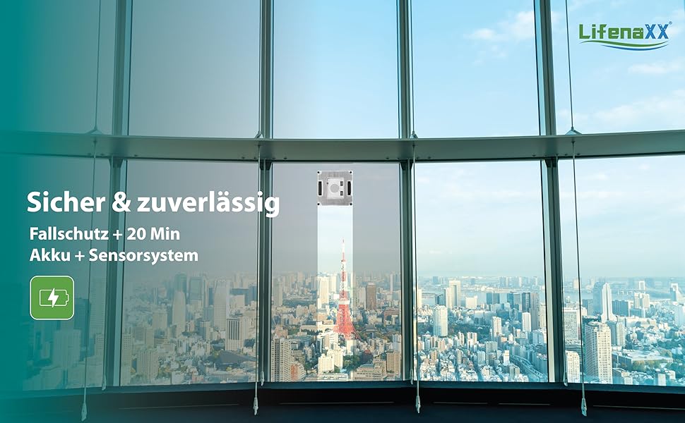 Робот для миття вікон Lifenaxx LX-047 з 4-ма форсунками, 4 програмами очищення, безщітковий двигун та пультом дистанційного керування – для рамкових та безрамових вікон