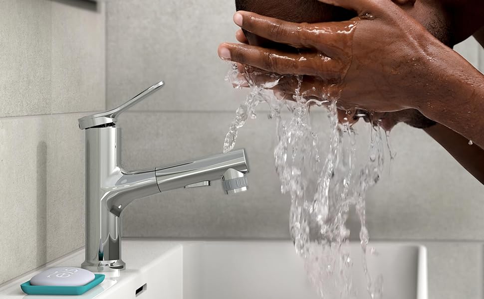 Змішувач для ванної кімнати EISL з висувною лійкою для миття волосся, водозберігаючий кран, хром (змінний)