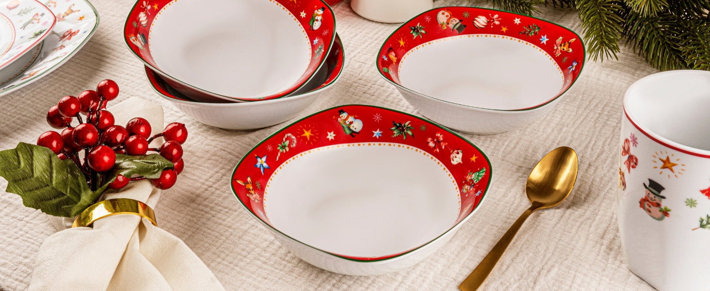 Набір кавових чашок SÄNGER Bilgola Christmas Design (6 шт.) з порцеляни, 350 мл | Преміум якість, для 6 осіб, придатні для миття в посудомийній машині