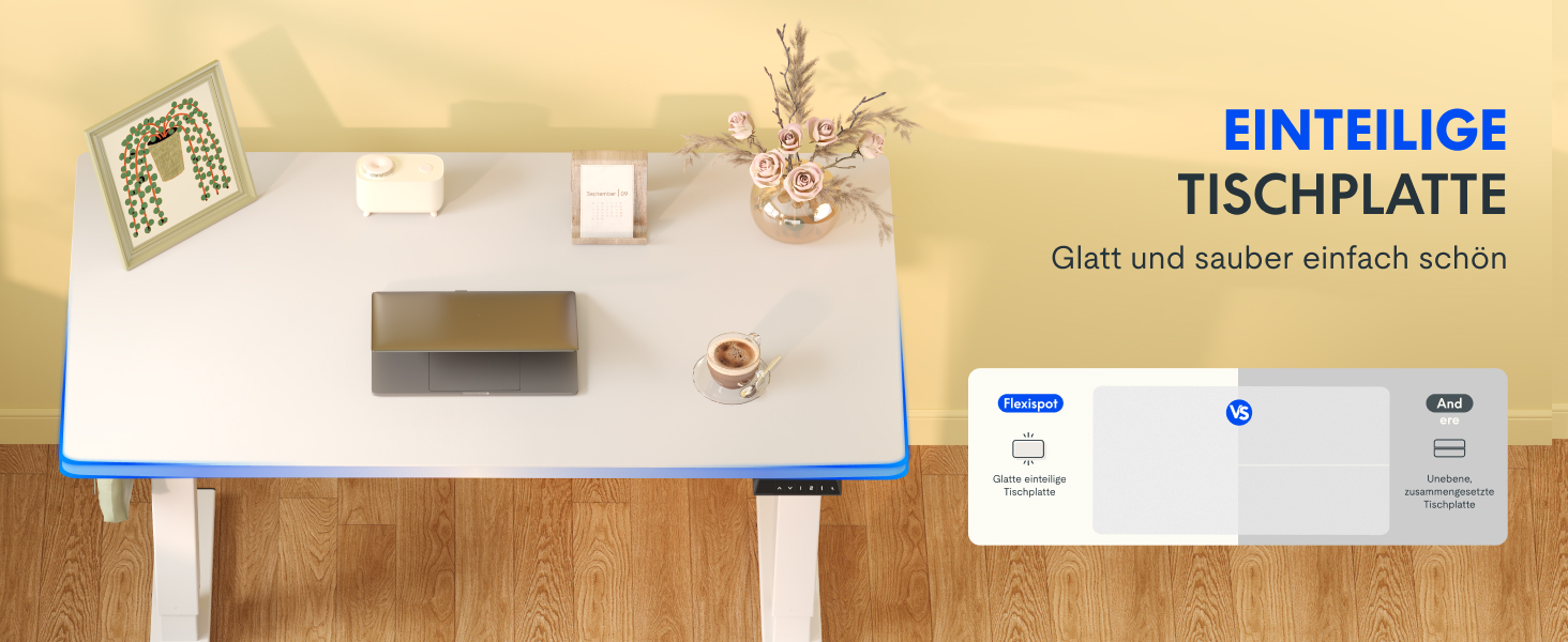 Регульований за висотою стіл FlexiSpot Basic – з органайзером кабелів, гачками та суцільною стільницею. Ергономічний стіл для дому та офісу (120x60 см, білий)