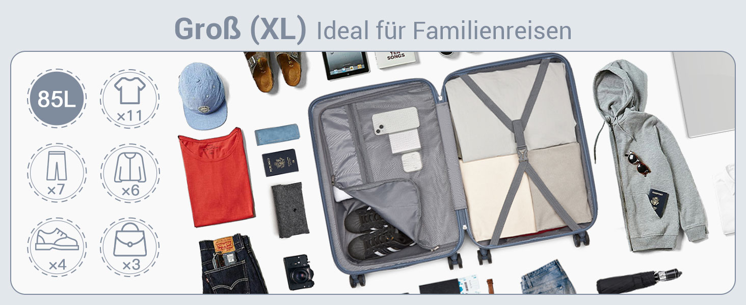 Чемодан KONO середнього розміру, 60L, ABS+PC, білий/коричневий, з TSA замком