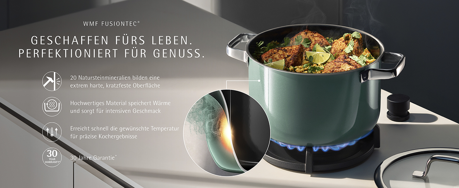 Набір каструль WMF Fusiontec 4 шт, індукція, нержавіюча сталь, чорний, Made in Germany (16/20/24 см)