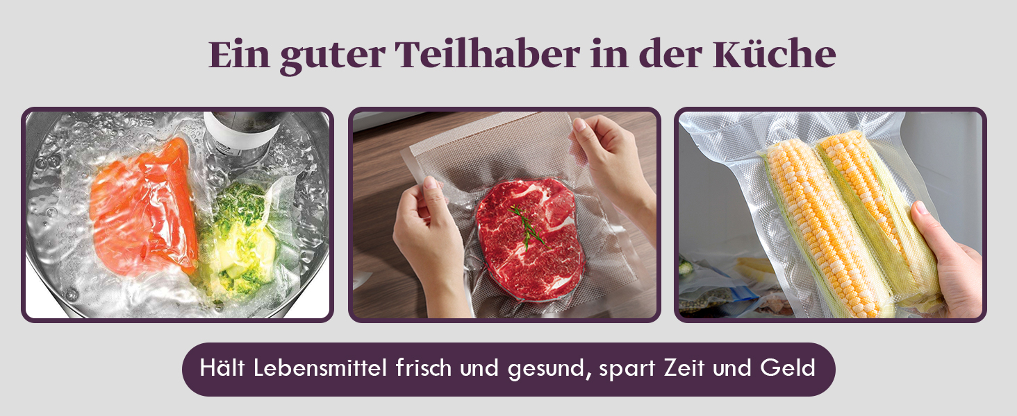 Вакууматор Mesliese 85kPa 120W для продуктів, автоматична машина для вакуумного пакування з вбудованим різаком та відсіком для пакетів, сталь, 2 рулони в комплекті