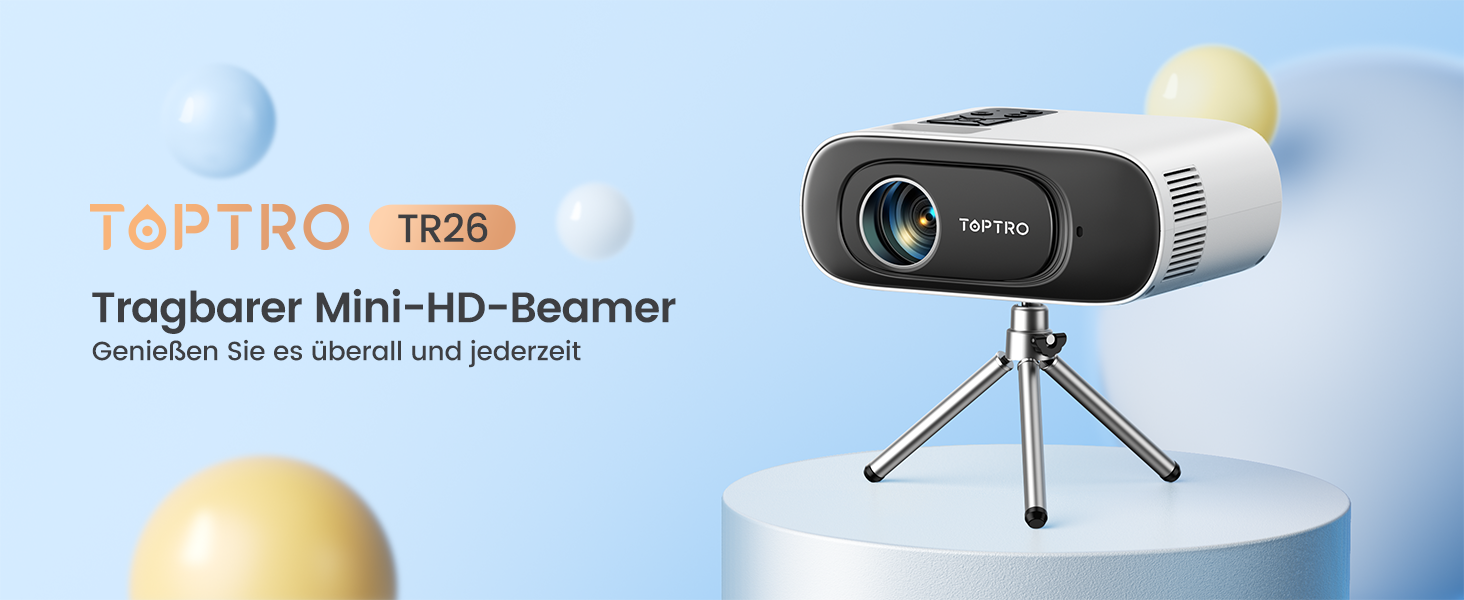 Портативний проєктор Mini Beamer 4K з підтримкою Android 13, WiFi 6, Bluetooth 5.4 та обертанням 270°. Підтримка HDMI, USB, iOS, PC. Автоматична корекція трапеції. Білий (молочний)