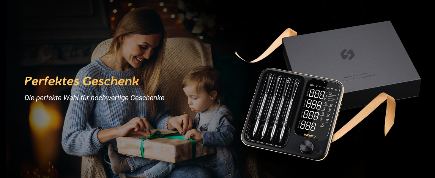 Бездротовий термометр Inkbird INT-14-BW для приготування на грилі, духовці, мангалі та фритюрниці, з Wi-Fi та Bluetooth