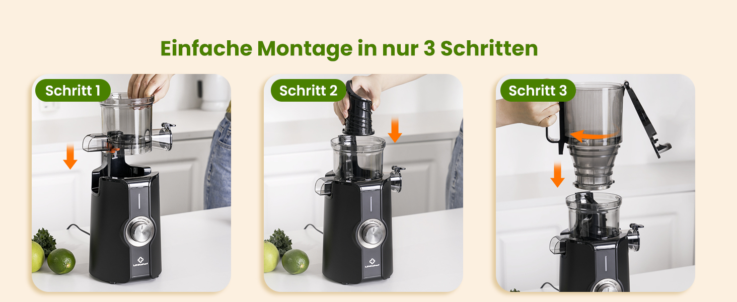 LINKChef Slow Juicer: Холодне віджимання овочів та фруктів, 115 мм, чорний, BPA Free